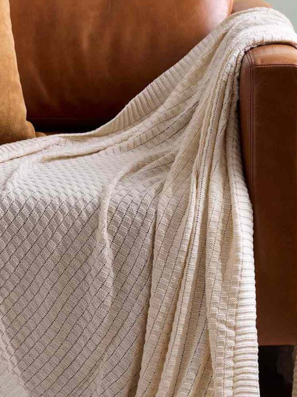 Quince Cotton Cashmere Blend Knit Throw